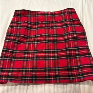 J. Crew Red and Black Mini A-Line Skirt